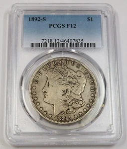 1892 S PCGS F12 | Silver Morgan Dollar - $1 US Coin #41511A - Picture 1 of 2