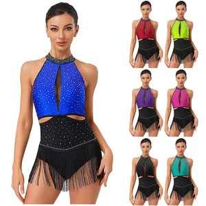 Womens Dress Costume Dancewear Nightclub Bodysuit Skirt Jazz Party Latin Rumba - Picture 1 of 90