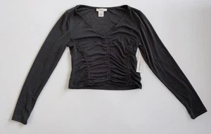 Urban Romantics Gr. M Langarm Bluse gerafft V-Ausschnitt grau - Bild 1 von 7