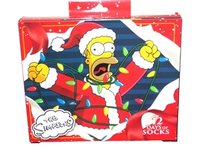 NUEVO CON ETIQUETAS Para hombres Los Simpson 12 Días de Calcetines Vacaciones Navidad Atuendo 12 Pares - Imagen 1 de 3