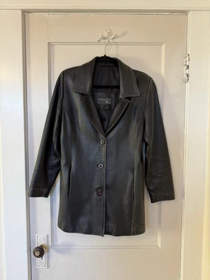 Chaqueta de cuero negra Versace V2 vintage años 80/90 para mujer Foto 1 de 4