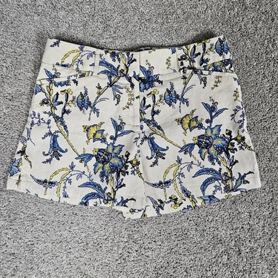 Pantalones Cortos Loft Para Mujer 4 Azul Floral The Riviera Mezcla de Lino Playa Boho Preppy Foto 1 de 4