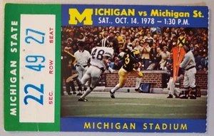 Michigan Wolverines Michigan State Spartans Football Ticket 10/14 1978 UM Upset - Picture 1 of 2