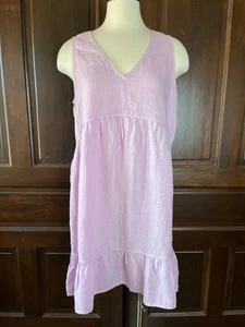 Cynthia Rowley Gr. L Leinenkleid Sommerkleid V-Ausschnitt ärmellos leicht flieder - Bild 1 von 9