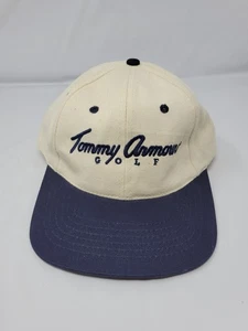 Vintage Tommy Armour Golf Hat Cap Strap Back Navy Blue Beige Golfing 90s C - Picture 1 of 4