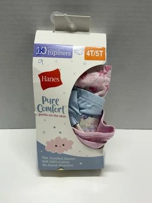 Hanes 学步女孩 纯净舒适 全新 内裤 内衣 9 件装 潮人 4T 5T — 第 1/4 张图片