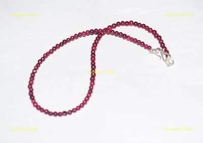Round Ruby Dyed Gemstone 925 Sterling Silver Mother Boho Beaded Wedding Necklace - Image 1 of 4