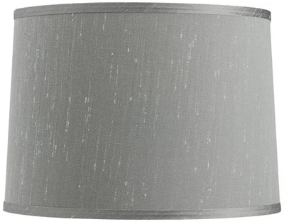 Pantalla de lámpara de seda Dupioni mediana gris platino 13" superior x 14" inferior x 10" de alto Foto 1 de 4
