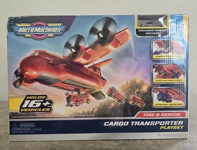 Micro Machines Fire & Rescue Cargo Transporter Plane Playset Holds 16+ Vehicles  - Image 1 of 4