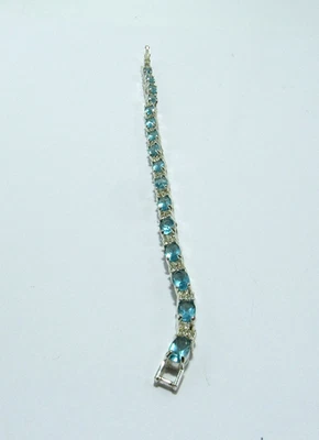  Tennis bracele925 Silver Ruby/Gemstonet 6.3/4 inches Yellow Gold Color Preowned - Image 1 of 4