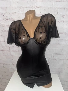 Made in Poland sexy Corsagenkleid schwarz transparent Pu Leder Grösse ca. XS - Bild 1 von 3
