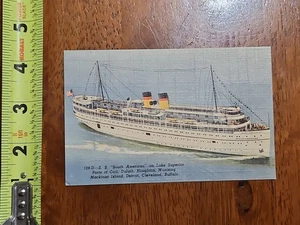 RARE OLD VINTAGE POSTCARD S S SOUTH AMERICAN ON LAKE SUPERIOR - Picture 1 of 2