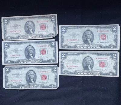 Five 1953 Two Dollar Bills - Image 1 of 4