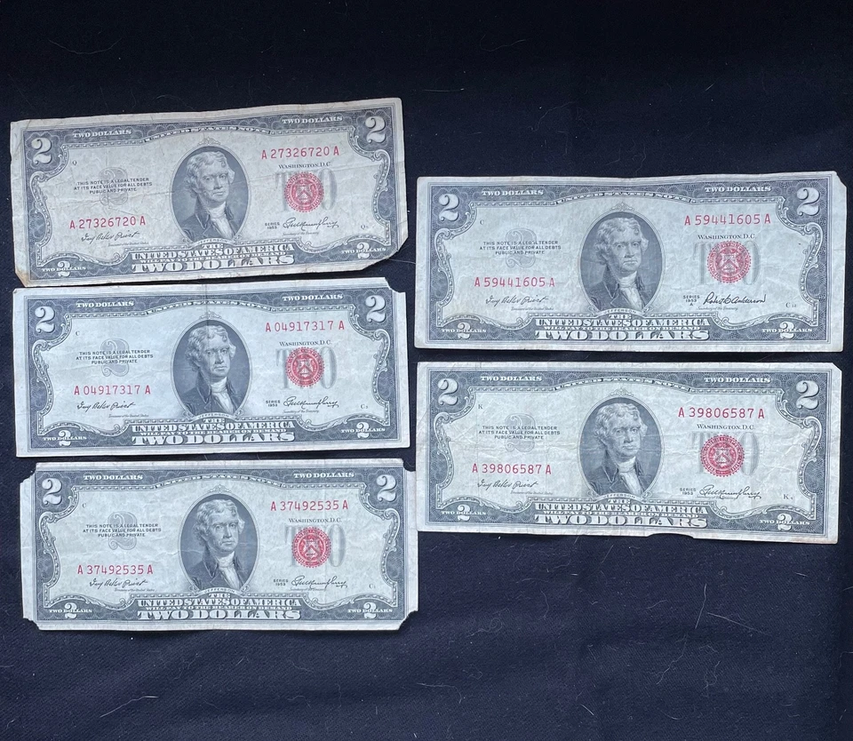 Five 1953 Two Dollar Bills - Image 1 of 4