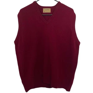 Vintage LL Bean Mens Wool Sweater Vest V-Neck Classic Red Made In USA Size XL - Picture 1 of 8