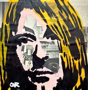 CORBELLIC EXPRESSIONISM 12X12 KURT COBAIN HANDMADE SIGNED COLORFUL ART PAINTING - Picture 1 of 9