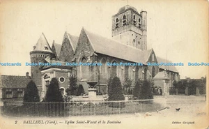 R613392 2 Bailleul Nord Eglise Saint Waast et la Fontaine Grignet Levy Fils - Imagen 1 de 4