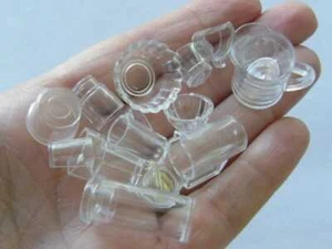 15 Plastic clear glass ware piece set dollhouse miniature plastic FD508 - Picture 1 of 4