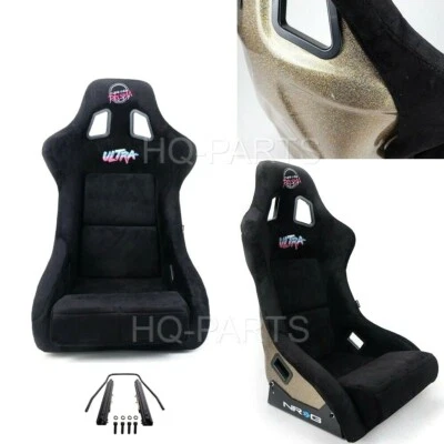 NRG PRISMA FIXED BUCKET RACING SEAT FRP-302BK-ULTRA ALCANTARA BLACK LARGE SLIDER - Image 1 of 4