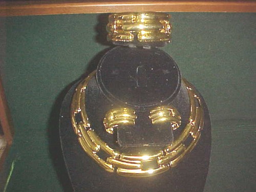 GIVENCHY BIJOUX VINTAGE GRANDE TONO ORO COLLANA BRACCIALE CLIP ORECCHINO SET #30