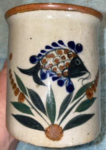 Vintage Tonala Mexiko Kunstkeramik Kaffeebecher Fisch Design - Bild 1 von 9