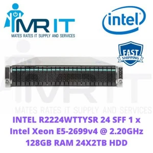 INTEL R2224WTTYSR 24 SFF 1 x Intel Xeon E5-2699v4 @ 2.20GHz 128GB RAM 24X2TB HDD - Picture 1 of 1