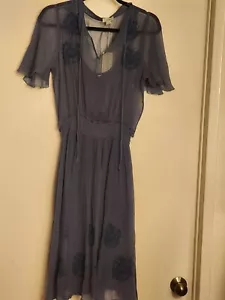Abito blu Sundance, trasparente sopra lay con pizzo e ricami, nuovo con etichette, SM, bellissimo! - Foto 1 di 7