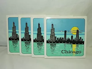 4er Set Chicago Night Skyline 6x6 Keramik Incepa Fliesen Made in Brazile - Bild 1 von 8