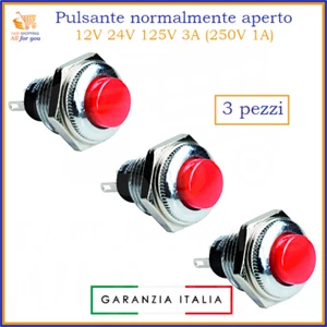 Pulsanti pulsante 12V da pannello normalmente aperto na momentaneo 24V 220 rosso - Bild 1 von 1