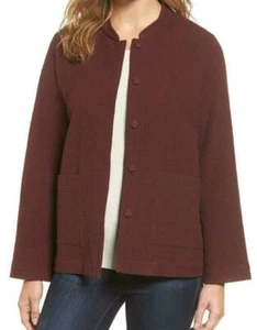 Eileen Fisher Mandarin Collar Textured Snap Front Jacket NWT$298 Size L - Picture 1 of 2
