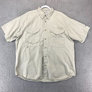 Columbia PFG Men's Size XL Beige Omni-Shade Short Sleeve Button Up Fishing Shirt