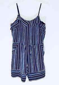 NWT Ann Taylor Loft Navy Striped Ruffle Romper_2_12_14_6P_12P - Bild 1 von 10