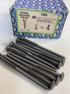Nettlefolds Square Coach Screws 10 x 1/4" x 4" Square Head GKN Self Colour LAG - Picture 1 of 24
