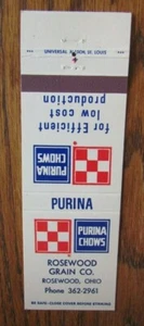FARM RELATED: PURINA CHOWS (ROSEWOOD GRAIN CO.) (OHIO) MATCHBOOK MATCHCOVER -F8 - Picture 1 of 1