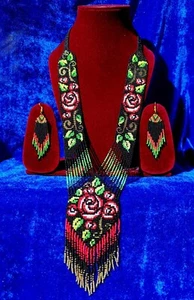 Handgefertigte Halskette Samen Perle Boho amerikanischer Stil Nativ Perlen Multistrang - Bild 1 von 8