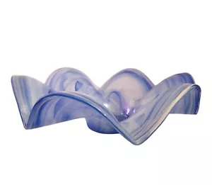 LARGE MURANO HANDBLOWN ART GLASS BOWL CENTERPIECE Marble - Picture 1 of 6