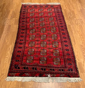 3.11 x 7.1 Vintage Tribal Geometric Red 100% Wool Vegetable Dye Rug - Picture 1 of 7