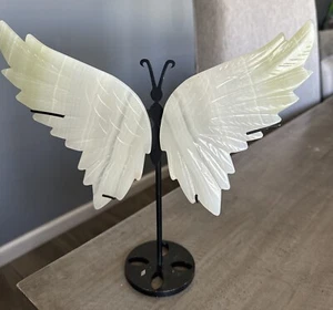 Agate Crystal Butterfly Wings + Stand 1.07 lbs - Picture 1 of 8