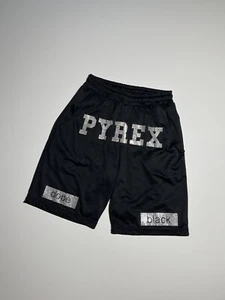 Pyrex Vision Glitter Logos Black Mesh Shorts Men's Size S - Picture 1 of 18