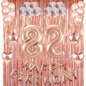 82nd Rose Gold Happy Birthday Banner Confetti Balloon Party Decoration Supplies - Picture 1 of 3