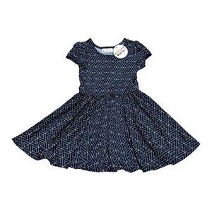 Dot Dot Smile NWT Toddler Girl’s Size 2T Navy Geometric Cap Sleeve Twirl Dress - Picture 1 of 5