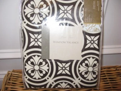 Rose Tree Dylan Medallion chocolate brown ivory Tailored Valance  - Image 1 of 2