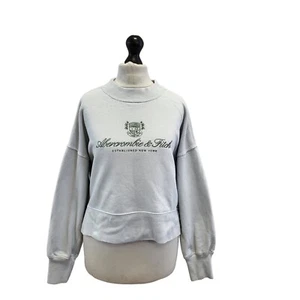 Abercrombie & Fitch Sports Sweatshirt Blue Cropped Womens UK XS EU 34 ZZ572 - Picture 1 of 6