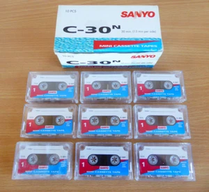 Mini casetes Sanyo 30 min cintas de dictado C-30N x9 - Imagen 1 de 7