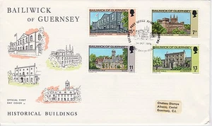 First day cover, Guernsey, Scott #141-144, historical buildings, 1976 - Picture 1 of 1