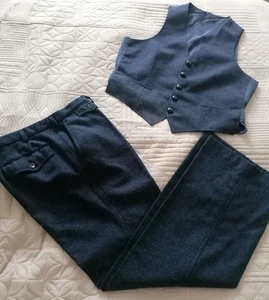 Vintage Blue Wool Mix Trousers and Waistcoat Hand made Uniform? - Picture 1 of 20