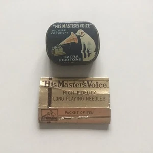 ANTIK Blechdose „His Masters Voice“ GRAMOPHONE NEEDLES + Nadeln 1910 - Bild 1 von 8