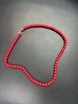 Collar David Yurman Cuentas de Plata Esterlina .925 Coral Rojo 8mm 24" Raro Foto 1 de 4