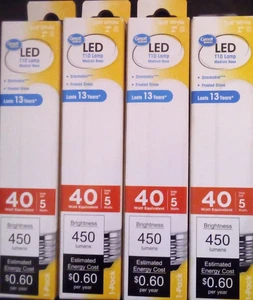4 T10 LED Frosted Glass Bulb 5W Dimmable Tubular Light Bulbs 40 Watt FREE S/H! - Picture 1 of 6