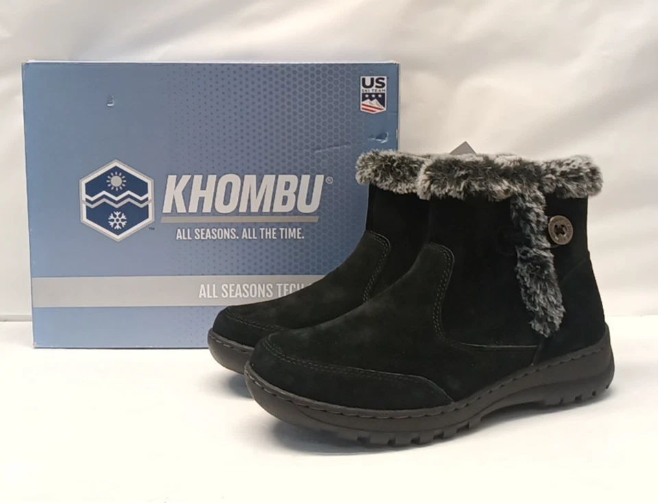 Khombu Iris Women's Plush Suede Water Repellent Winter Boots Black Size 8